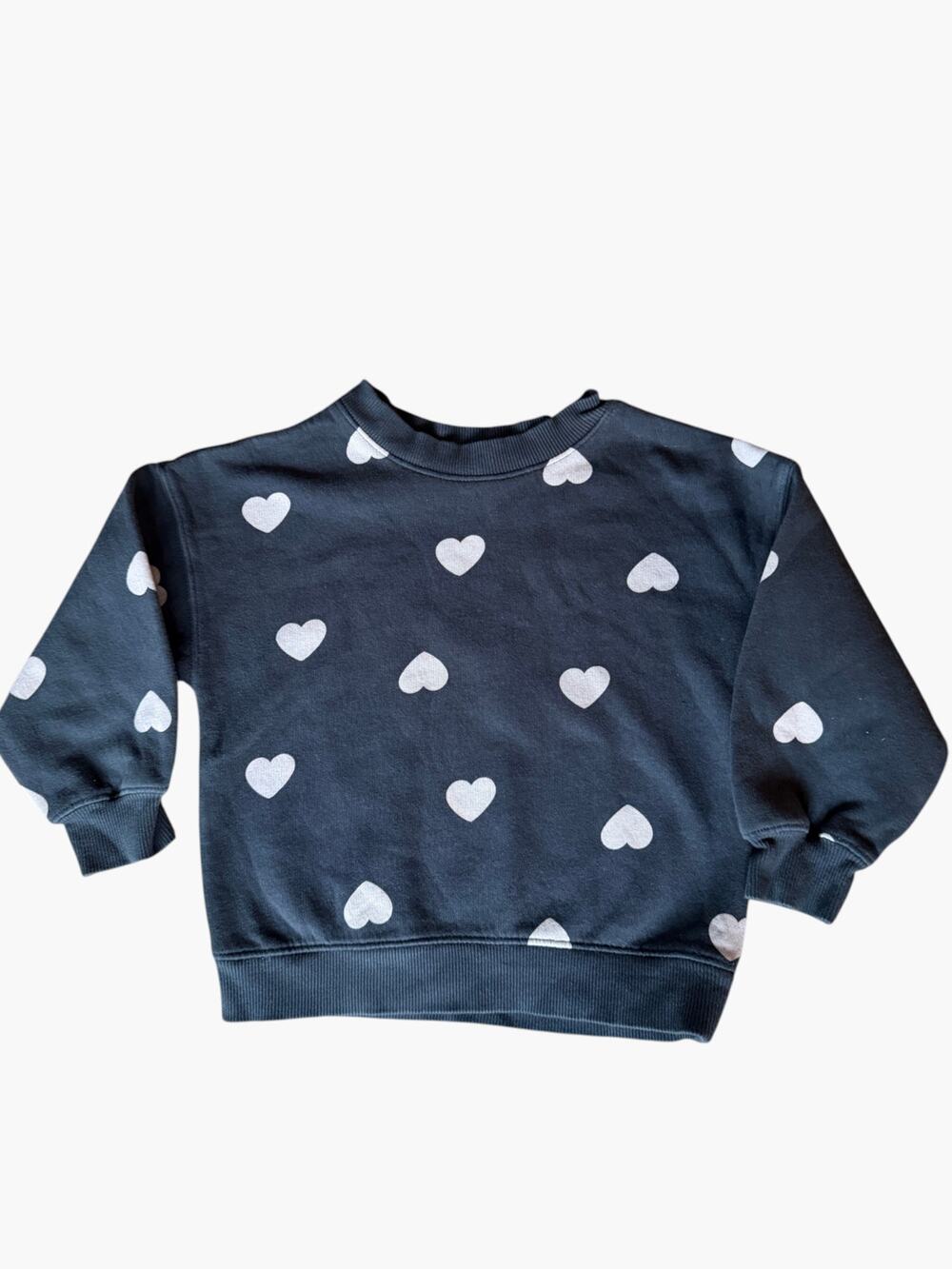 H&M Kids Heart Print Sweatshirt Black Unisex Size 3/4T